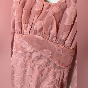 Thirty Thirty Pink Floral Burnout Puff Sleeve Mini Dress